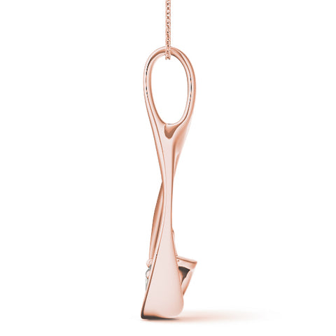 Rose gold Round Solitaire Bezel Prong Pendant