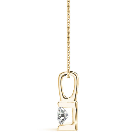 Yellow gold Round Solitaire Bezel-Set Diamond Pendant