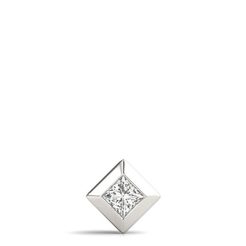 White gold Bezel Princess Cut Diamond Pendant