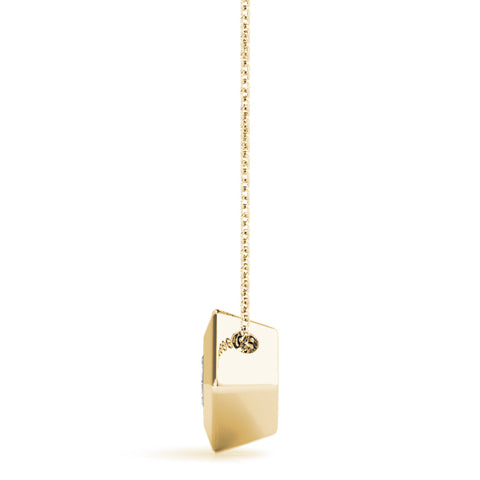 Yellow gold Bezel Princess Cut Diamond Pendant