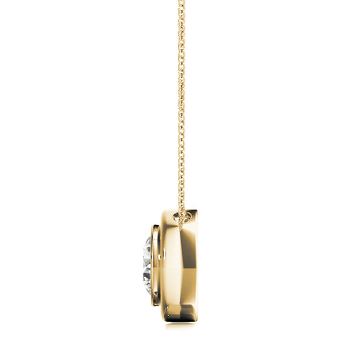 Yellow gold Bezel Round Diamond Pendant