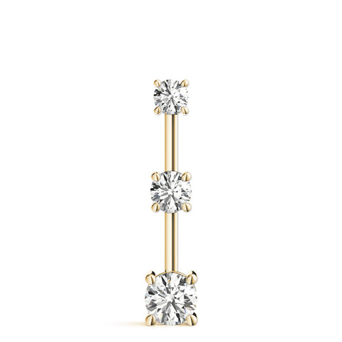 Yellow gold Round Diamond Triple Bar Pendant with Four-Prong Setting