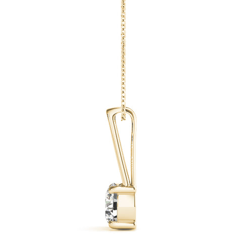 Yellow gold Round Solitaire Diamond V-Bale Pendant
