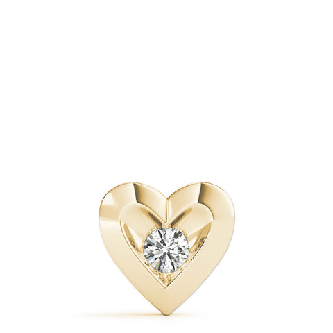 Yellow gold Bezel-Set Round Diamond Heart Pendant