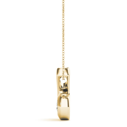 Yellow gold Round Diamond Bezel Set Swirl Pendant