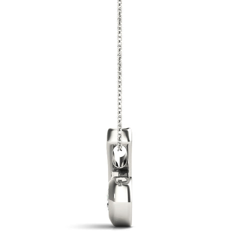 White gold Round Diamond Bezel Set Swirl Pendant