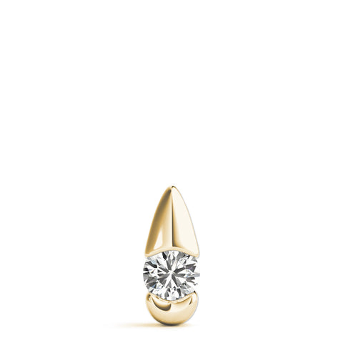 Yellow gold Round Diamond Bezel Set Teardrop Pendant