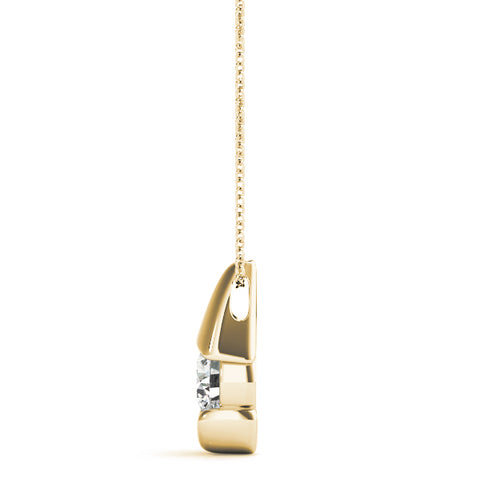Yellow gold Round Diamond Bezel Set Teardrop Pendant