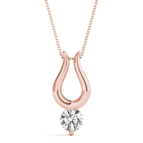 Rose gold Round Solitaire Bezel Set Pendant