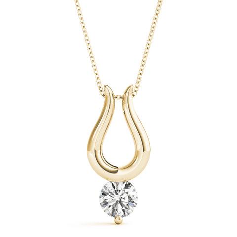 Yellow gold Round Solitaire Bezel Set Pendant