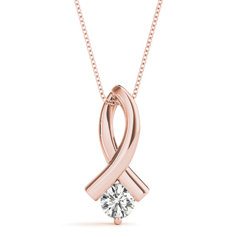 Rose gold Round Solitaire Diamond Twist Pendant
