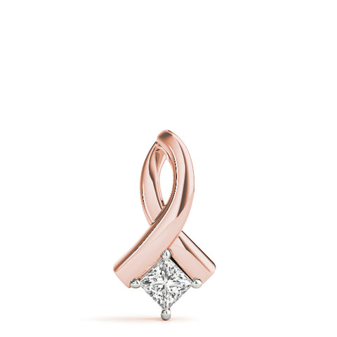 Rose gold Princess Cut Solitaire Pendant with Twist Prong Setting