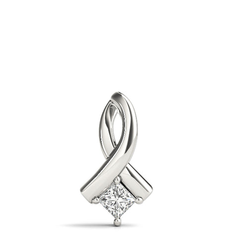 White gold Princess Cut Solitaire Pendant with Twist Prong Setting