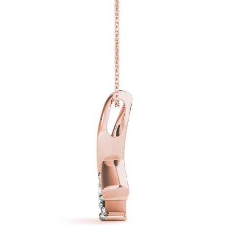Rose gold Princess Cut Solitaire Pendant with Twist Prong Setting