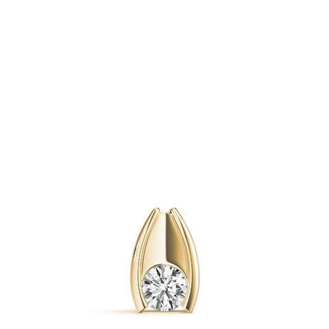 Yellow gold Round Bezel Solitaire Pendant with V-Prong Setting