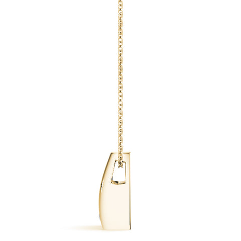 Yellow gold Round Bezel Solitaire Pendant with V-Prong Setting