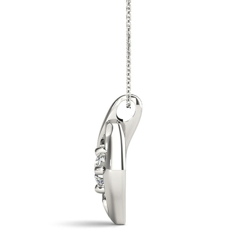 White gold Round Diamond Bezel-Set Leaf Pendant