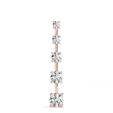 Rose gold Vertical Bar Pendant with Round Brilliant Diamonds in Prong Setting