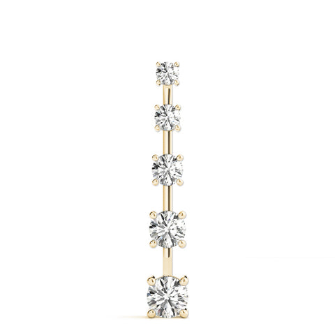 Yellow gold Vertical Bar Pendant with Round Brilliant Diamonds in Prong Setting