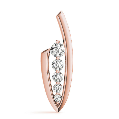 Rose gold Channel Set Round Diamond Pendant with Bar Prong Setting