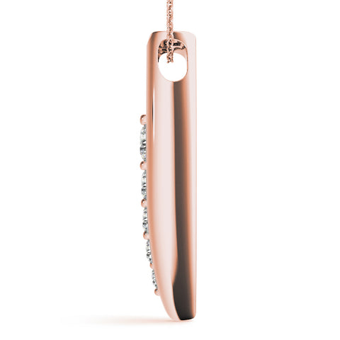 Rose gold Channel Set Round Diamond Pendant with Bar Prong Setting