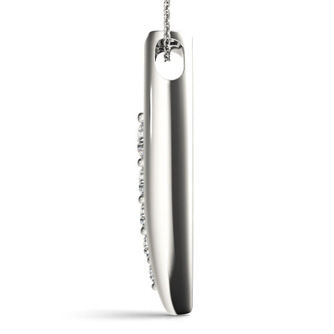 White gold Channel Set Round Diamond Pendant with Bar Prong Setting