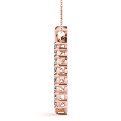 Rose gold Round Diamond Prong Set Marquise Pendant