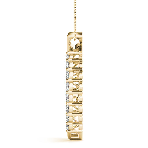Yellow gold Round Diamond Prong Set Marquise Pendant
