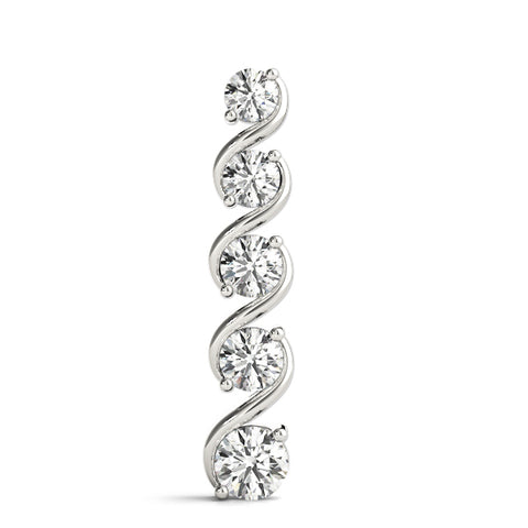 White gold Round Diamond Prong-Set Swirl Pendant