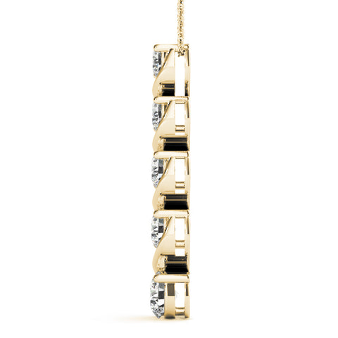 Yellow gold Round Diamond Prong-Set Swirl Pendant