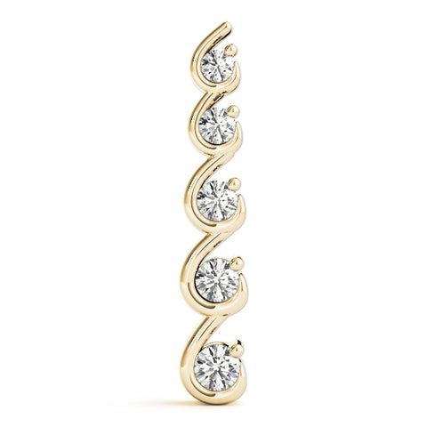 Yellow gold Round Diamond S-Curve Prong Pendant