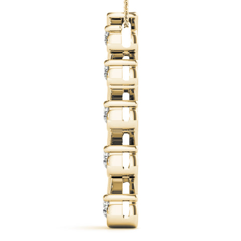 Yellow gold Round Diamond S-Curve Prong Pendant