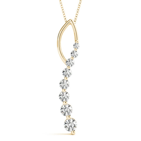 Yellow gold Round Diamond Channel Set Vertical Bar Pendant