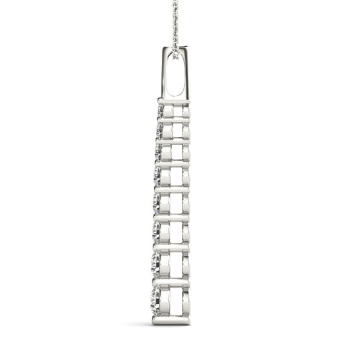 White gold Round Diamond Channel Set Vertical Bar Pendant