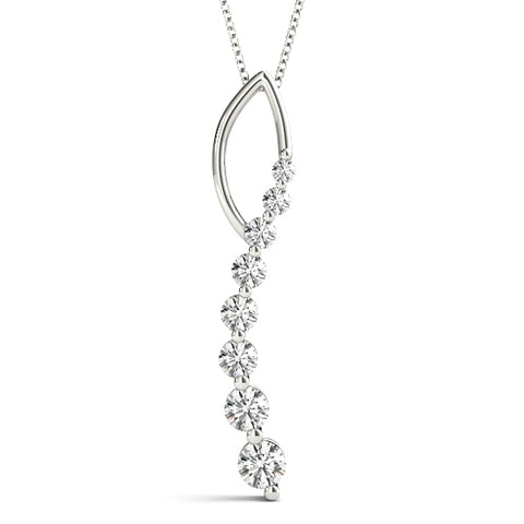 White gold Round Diamond Channel Set Vertical Bar Pendant