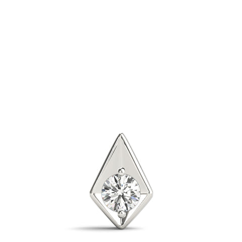 White gold Round Diamond Rhombus Bezel Pendant