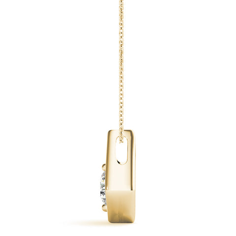 Yellow gold Round Diamond Rhombus Bezel Pendant