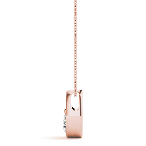Rose gold Half Bezel Round Cut Diamond Pendant