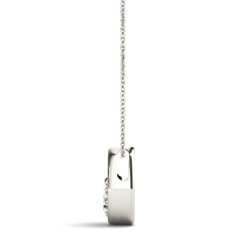White gold Half Bezel Round Cut Diamond Pendant