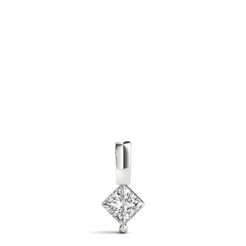 White gold Princess Cut Bezel Set Diamond Pendant