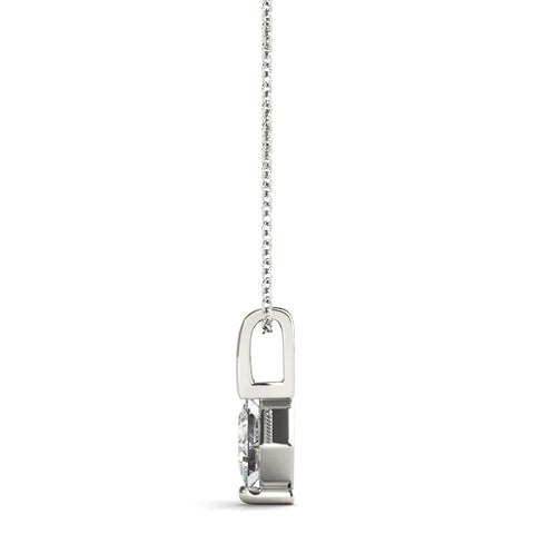 White gold Princess Cut Bezel Set Diamond Pendant