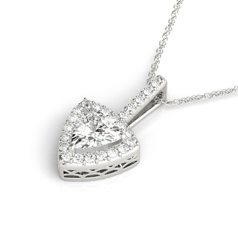 White gold Halo Trillion Prong Pendant