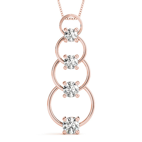 Rose gold Round Diamond Four-Prong Circle Pendant