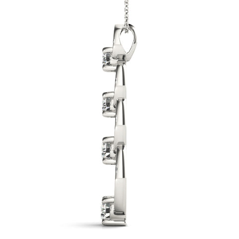 White gold Round Diamond Four-Prong Circle Pendant