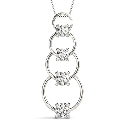 White gold Round Diamond Four-Prong Circle Pendant