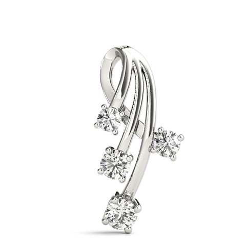 White gold Four-Stone Round Diamond Prong-Set Pendant