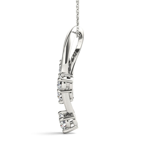 White gold Four-Stone Round Diamond Prong-Set Pendant