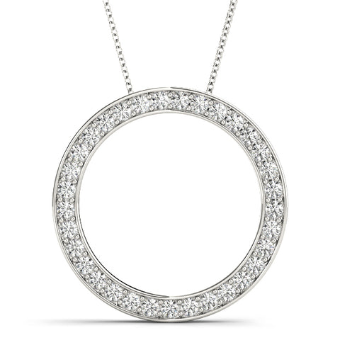 White gold Round Diamond Pavé Circle Pendant
