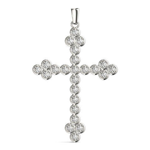 White gold Round Diamond Bezel Set Cross Pendant