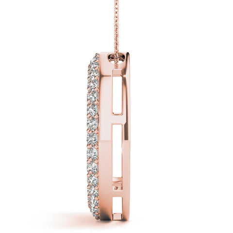 Rose gold Round Pavé Diamond Circle Pendant